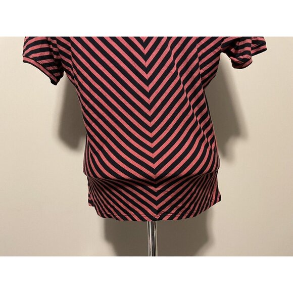BCBG Max Azria "Portia" Red and Navy Striped Knit Top, Size S - Picture 6 of 7